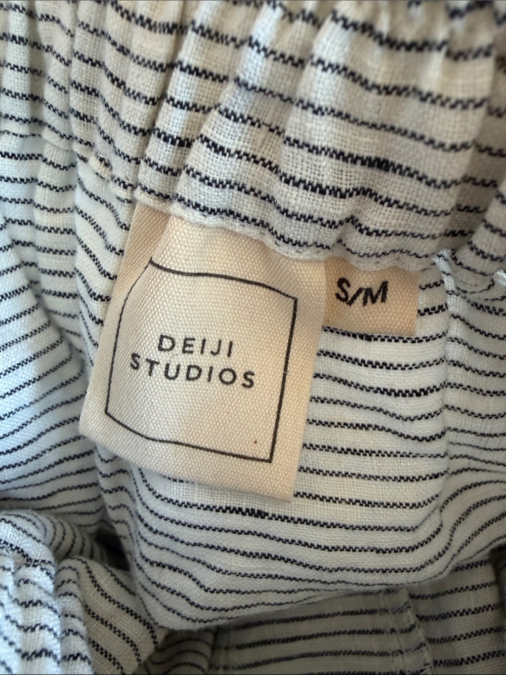 Deiji studios 03 set in stripe Linen Button Down Top Shorts Oversize Drapey - Picture 4 of 6
